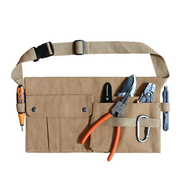 Canvas Tool Belt with Multiple Pockets Adjustable Waist Strap for Electrician Tool Storage Accessory Handyman Carpenter
