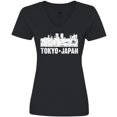 thumbnail image 3 of Inktastic Tokyo Japan City Skyline with Grunge Women's V-Neck T-Shirt, 3 of 5