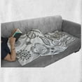 thumbnail image 6 of Floral Soft Flannel Fleece Blanket, Doodle Style Circular Swirled Flower Petals Butterfly Leaves Curved Branches Design, Cozy Plush for Indoor and Outdoor Use, 50" x 60", Black White, by Ambesonne, 6 of 6