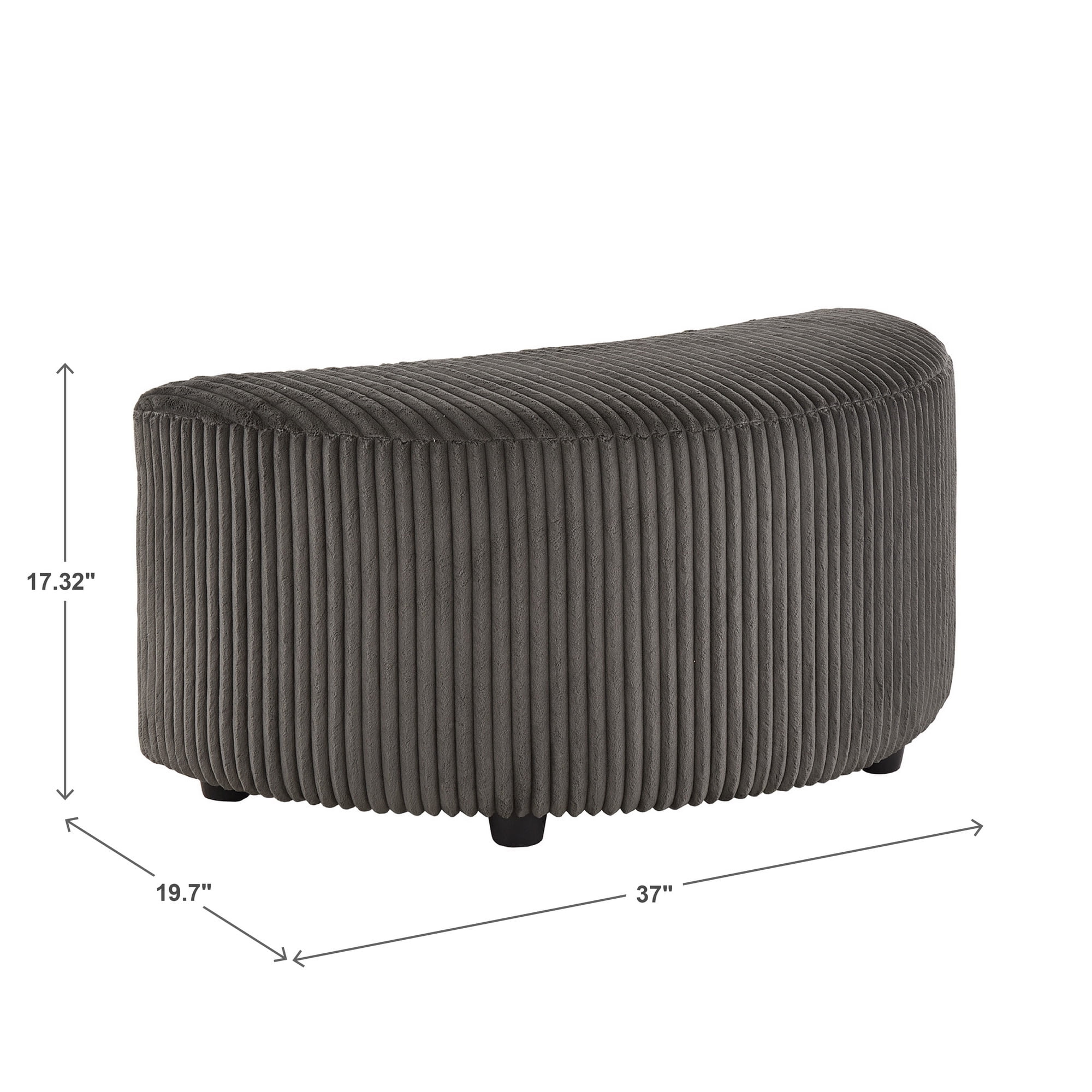 Weston Home Killarney Wale Corduroy Crescent Moon Ottoman, Grey Ottoman