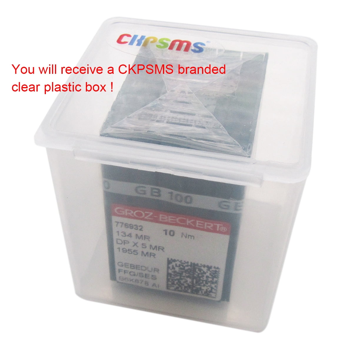 GROZ-BECKERT Needle in CKPSMS Clear Plastic Box-100 GROZ-BECKERT GEBEDUR 134 MR / 135X5 MR Titanium Quilting Machine Needles (100PCS Groz-Beckert-134MR 19/120)