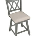thumbnail image 5 of Brookline 37.5 In. Gray High Back Wood Swivel Bar Stool With Fabric Seat, 5 of 7