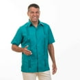 thumbnail image 3 of Traditional Cotton Blend Guayabera Men’s Short Sleeve Shirt (Jade, 3X-Large), 3 of 6