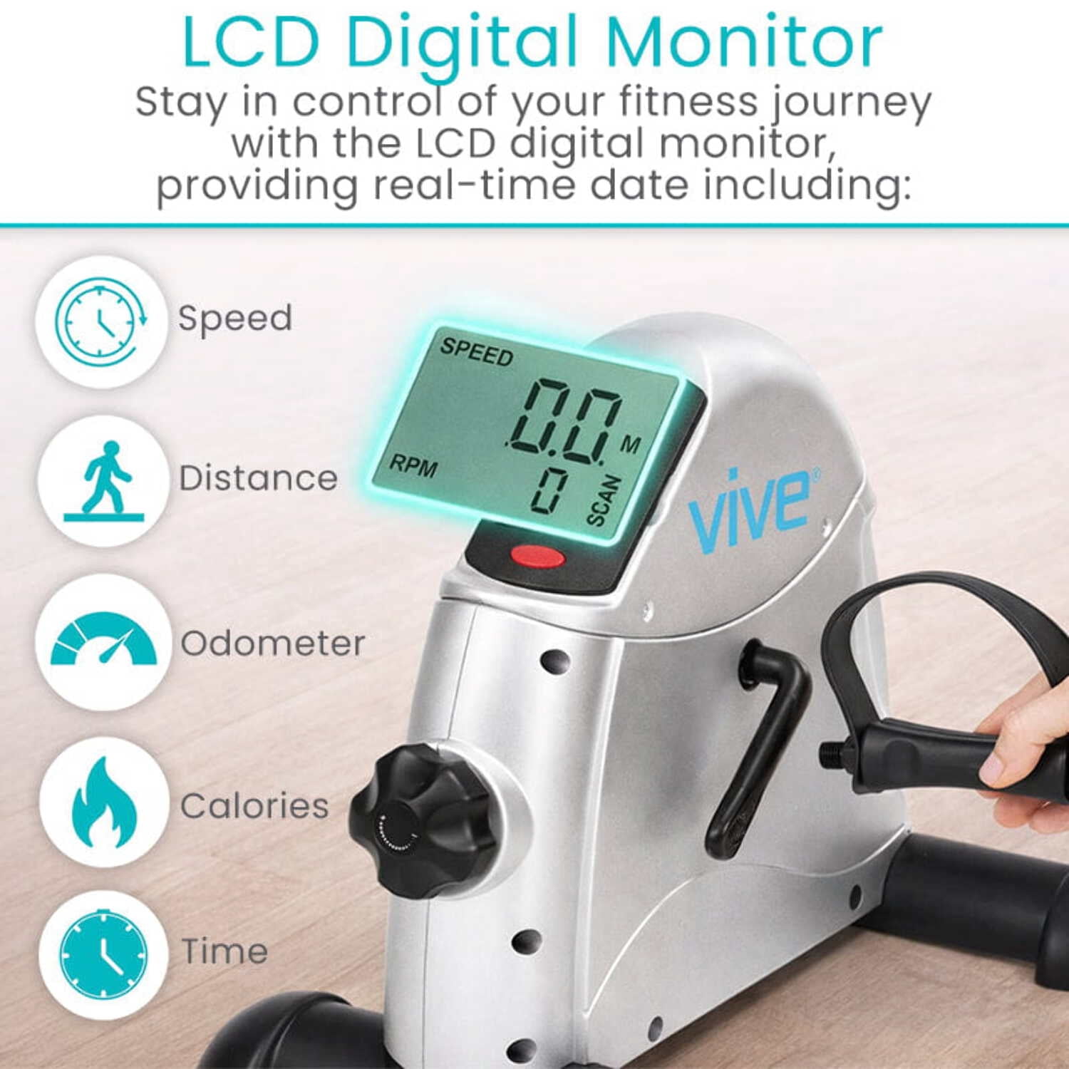 Vive Under Desk Bike Pedal Exerciser – Portable Mini Cycle for Legs and Arms, Low-Impact Stationary Pedal Machine for Home or Office