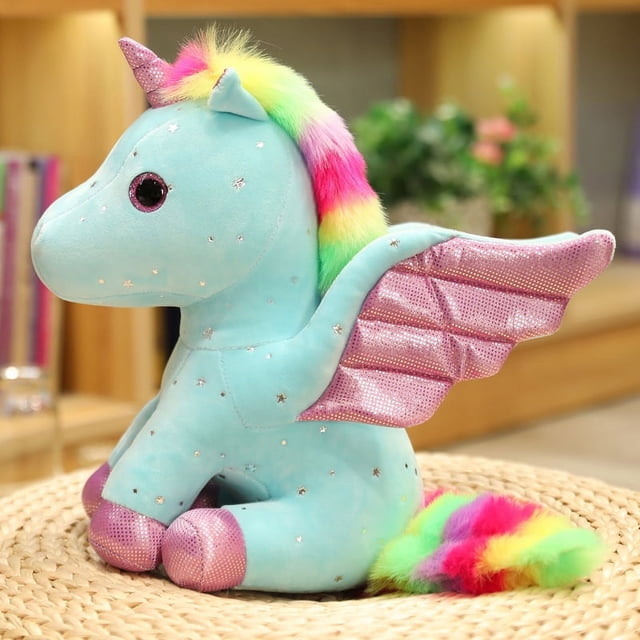 Unicornio de dibujos animados, Animal relleno, lindo juguete de peluche, regalo para niñas, almohada suave, Pentant, regalo de cumpleaños, cosas de unicornio para bebés pequeños