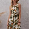 thumbnail image 5 of Sentuca Cotton Sun Dresses Women Summer Casual Print Sleeveless Prom Dress, 5 of 8