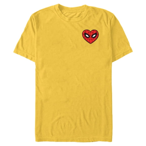 Marvel Spider-Man Valentine’s Day Love Sixties Heart Mask - Short Sleeve Blended T-Shirt for Adults - Customized-Yellow