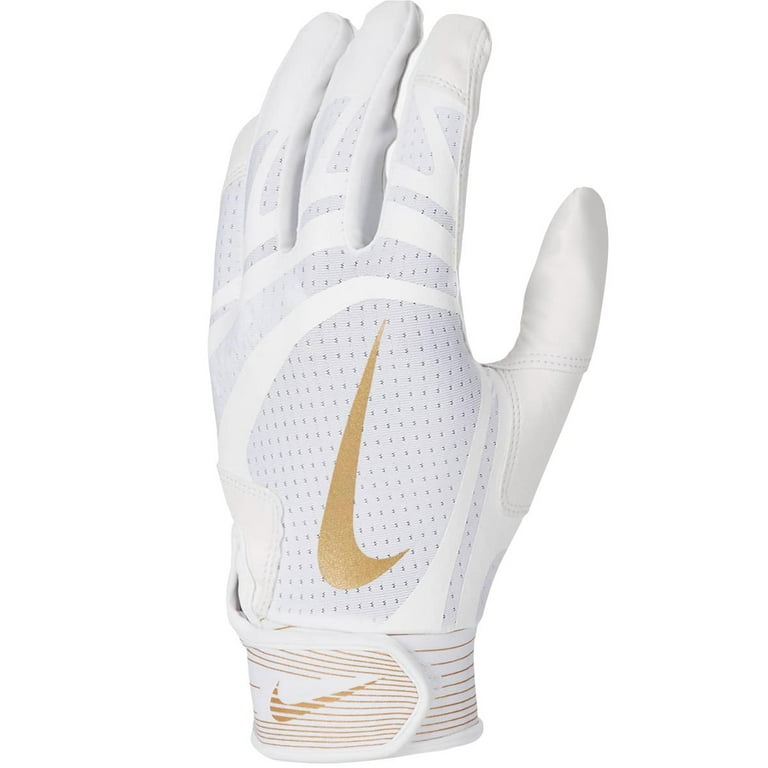 Nike Huarache Edge Adult Baseball Batting Gloves Pair White Gold