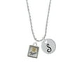 thumbnail image 2 of Delight Jewelry Two-tone Shadow Box ''Peace'' with Peace Sign Silvertone Script Initial Disc - S - Charm Necklace, 20"+3", 2 of 4