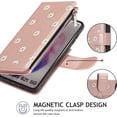 thumbnail image 5 of Wallet Case for Samsung Galaxy S21 Ultra, Premium Vintage PU Leather Magnetic Closure Handbag Zipper Pocket Case Kickstand Card Holder Slot Wrist Strap TPU Shockproof Flip Case -Daisy Rosegold, 5 of 8