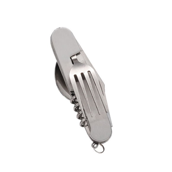 Compact Multi-Functional Outdoor Tool with Detachable Aluminum Handle - Swiss Crafted Foldable Knife for Camping, Hiking & Travel, Ideal Fruit Cutter and Practical Gift for Outdoor Enthusiasts (Steel