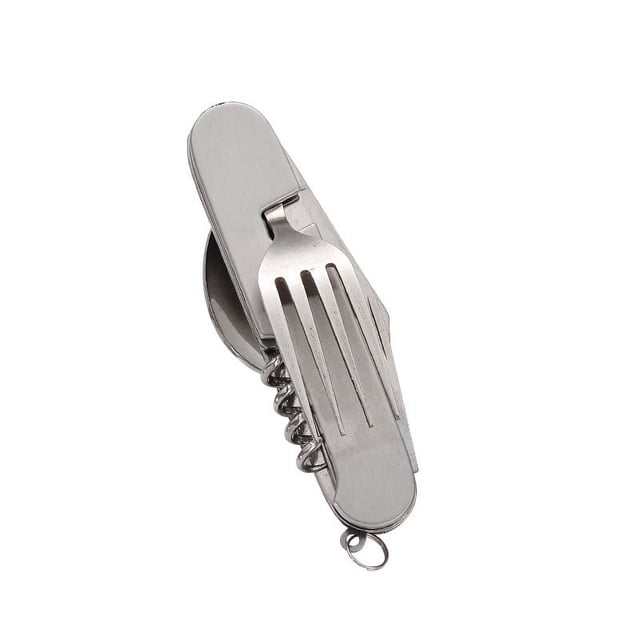 Compact Multi-Functional Outdoor Tool with Detachable Aluminum Handle - Swiss Crafted Foldable Knife for Camping, Hiking & Travel, Ideal Fruit Cutter and Practical Gift for Outdoor Enthusiasts (Steel
