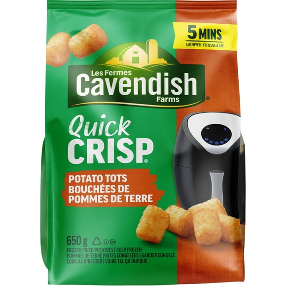 Cavendish Farms Quick Crisp Potato Tots | Made in Canada | Proud Canadian Company, 650 g
