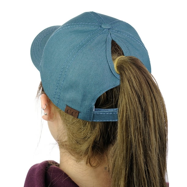 C.C Ponycap Messy High Bun Ponytail Adjustable Cotton Baseball Cap Hat
