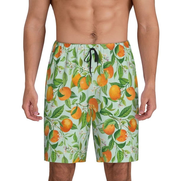 Fotbe Tangerine Pantalones Cortos de Pijama para Hombre, Ropa de Dormir, Pantalones de Pijama Cortos para Hombre-Medium