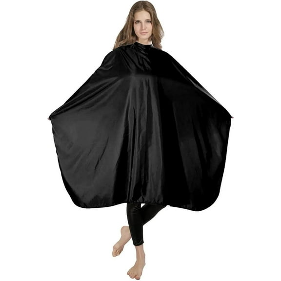Professional Hairdressing Adjustable Neckline, 140 x 90cm, Gown Barber Cape, Long Salon Cape for Hair Cutting Waterproof Hairdresser apron, Home Hair Washing Bib, Unisex (Black Hairdressing Cape)