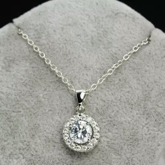 HOOUN Beauty Colorful Crystal Topaz Pendant Necklace 925 Silver Chain Jewelry Women-jp0112# Pendant With Chain