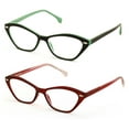 thumbnail image 2 of 2 Pairs Women Hexagon Cateye Fashion Optical Frame Reading Glasses - Clear Readers ZT103 +3.00, 2 of 5
