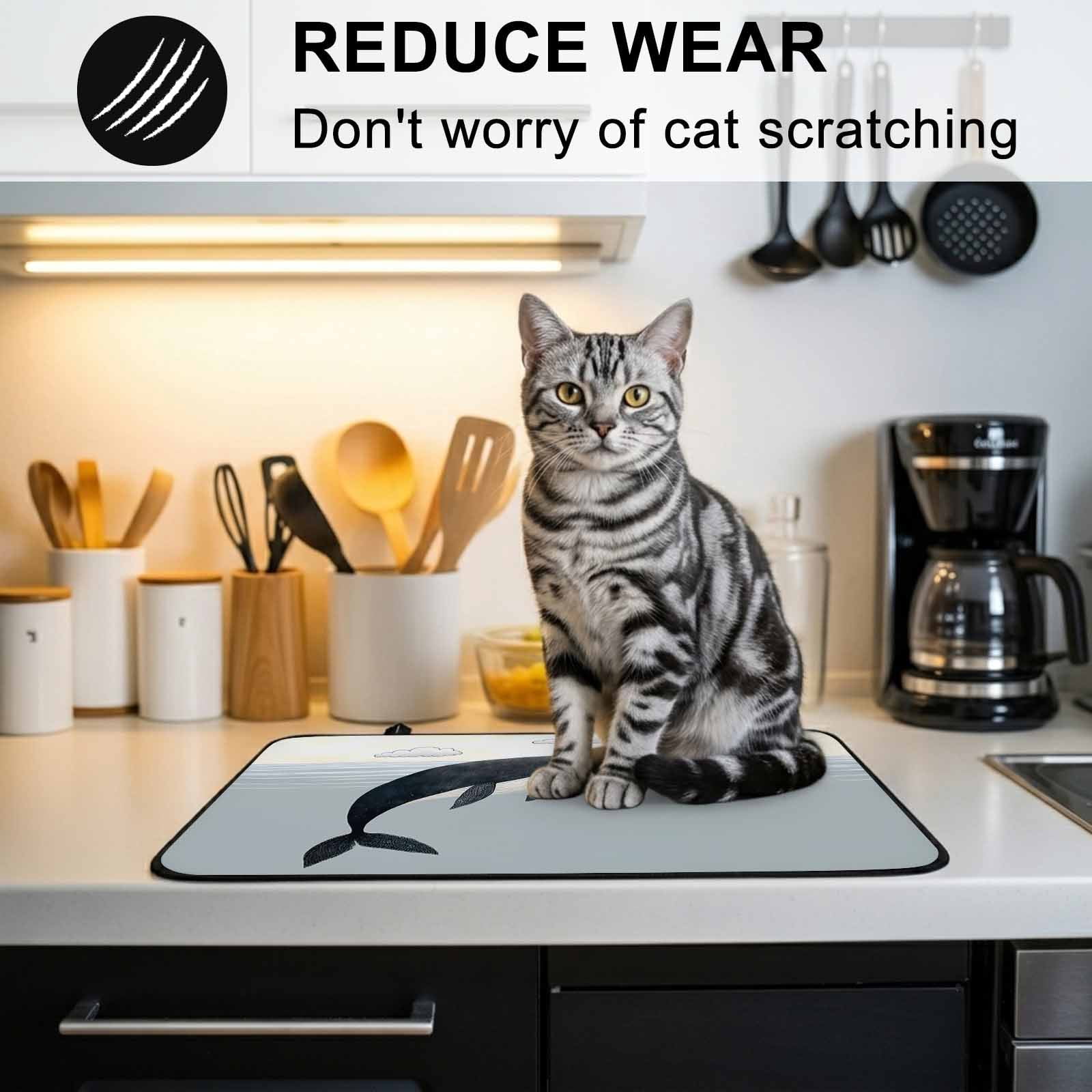 Whale Stove Top Cover for Electric Stove, Heat-proof & Non Slip Glass Top Stove Cover Protector, Ocean Coastal Fish Aqua Beach Orange Sky Kitchen Flat Cooktop Rubber Mat 24x21 Inches
