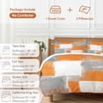 thumbnail image 6 of 3 Piece Orange Grey White Modern Duvet Cover Set California King,Microfiber Comforter/Quilt Cover with Corner Ties and 2 Pillowcases,Abstract Art Oil Painting All Season Bedding with Zipper Closure, 6 of 8