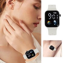 LED Electronic Watch Precision Time Viewing Adjustable Strap Astronaut Fashion Pattern for Men Women Grey