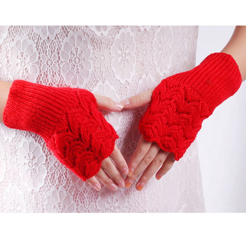 Women/'s Gloves Winter Autumn Knitted Cashmere Wool Fingerless Wrist Warm Mittens