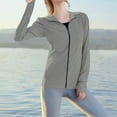 thumbnail image 7 of Athletic Sun Protection Hoodie Jacket Womens Full Zipper UPF50＋ Shirts Long Sleeve Hiking Running Tops with Pocket L, 7 of 7