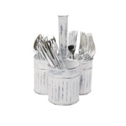 Mind Reader Paint Look Galvanized 3 Section Utensil Holder, Cutlery Holder, Flatware, Silverware Organizer, Forks, Spoons, Utensil Caddy, Multi-Purpose Holder, Perfect for Office Supplies, White