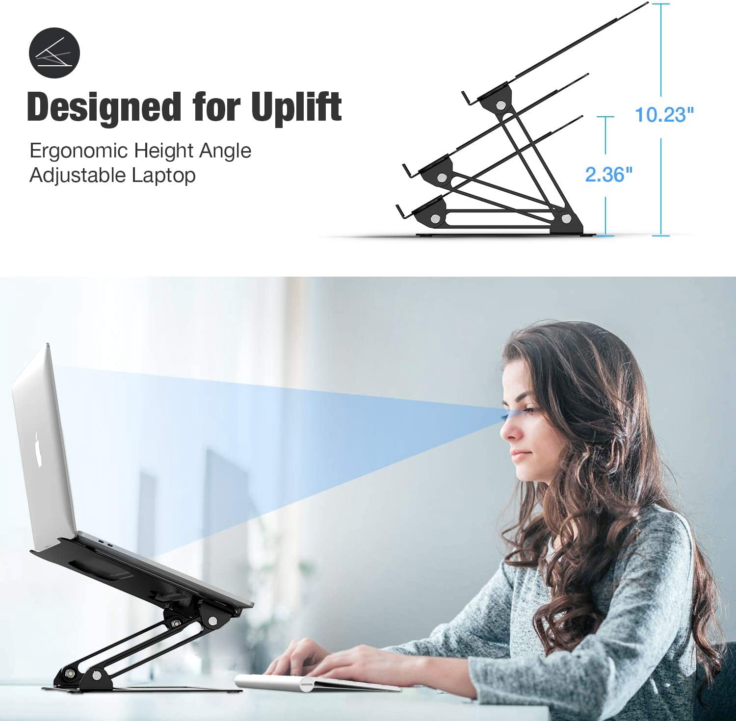 Adjustable Laptop Stand,Portable Laptop Computer Stand Riser&Multi-Angle Stand with Heat-Vent to Elevate Laptop Holder for Mac,Notebook,Lenovo KT1-black