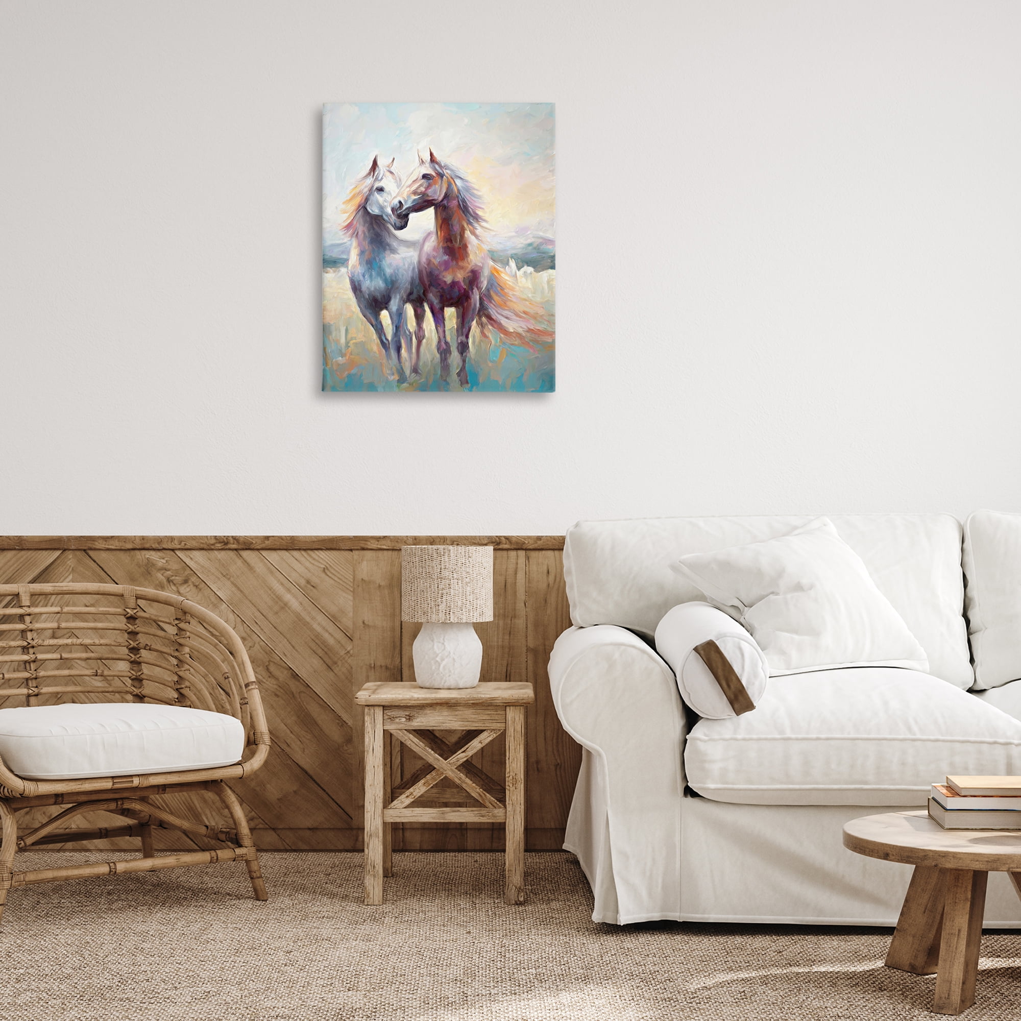 Stupell Industries Galloping Horse Pair Animals & Insects Painting Gallery Wrapped Canvas Art Print Wall Art, 24 x 30