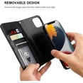 thumbnail image 3 of for iPhone 13 Pro Max Wallet Case Compatible with MagSafe Wireless Charging, RFID Blocking Magnetic Leather Case with Card Slots Holder Kickstand Detachable Wrist Strap 6.7 Inch (Black), 3 of 16