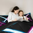 thumbnail image 5 of Homewish Boys Lightsaber Twin Bedding Sets 7-Piece, Fuchsia Blue Lines Bedding Comforter Set, Vintage Gaming Theme Reversible Sheet Sets, Breathable Home Decor, 5 of 8