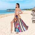 thumbnail image 6 of FORMRS Womens Long Sarong Beach Wrap Semi-Sheer Bikini Skirt Bathing Swimsuit Cover Up, Futuristic Sun, 6 of 7