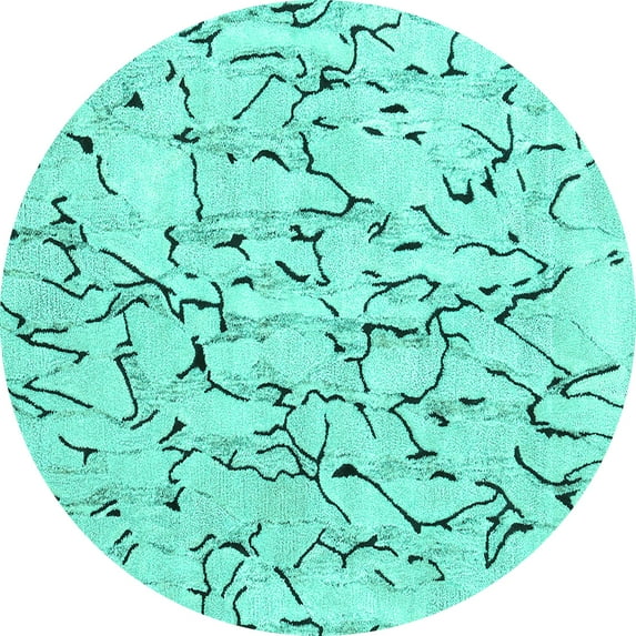 Ahgly Company Indoor Round Solid Turquoise Blue Modern Area Rugs, 5' Round