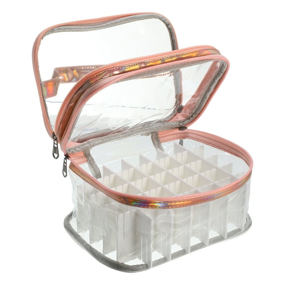 Unique Bargains 1 Pcs Nail Polish Bag Nail Polish Carrying Case Holds 35 Bottles Nail Art Set Organizer Pink