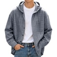 thumbnail image 2 of Plaid Shirt Jacket Men Fall Winter Long Sleeve Loose Casual Button Down Drawstring Hooded Shirt Work Shirts Outerwear, 2 of 7