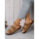 thumbnail image 2 of Vacation Footbed Sandals For Women, Faux Suede Buckle Decor Flat Sandals, 2 of 5