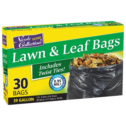 Nicole Home Collection Lawn & Leaf Trash Bags with Twist Ties, Black