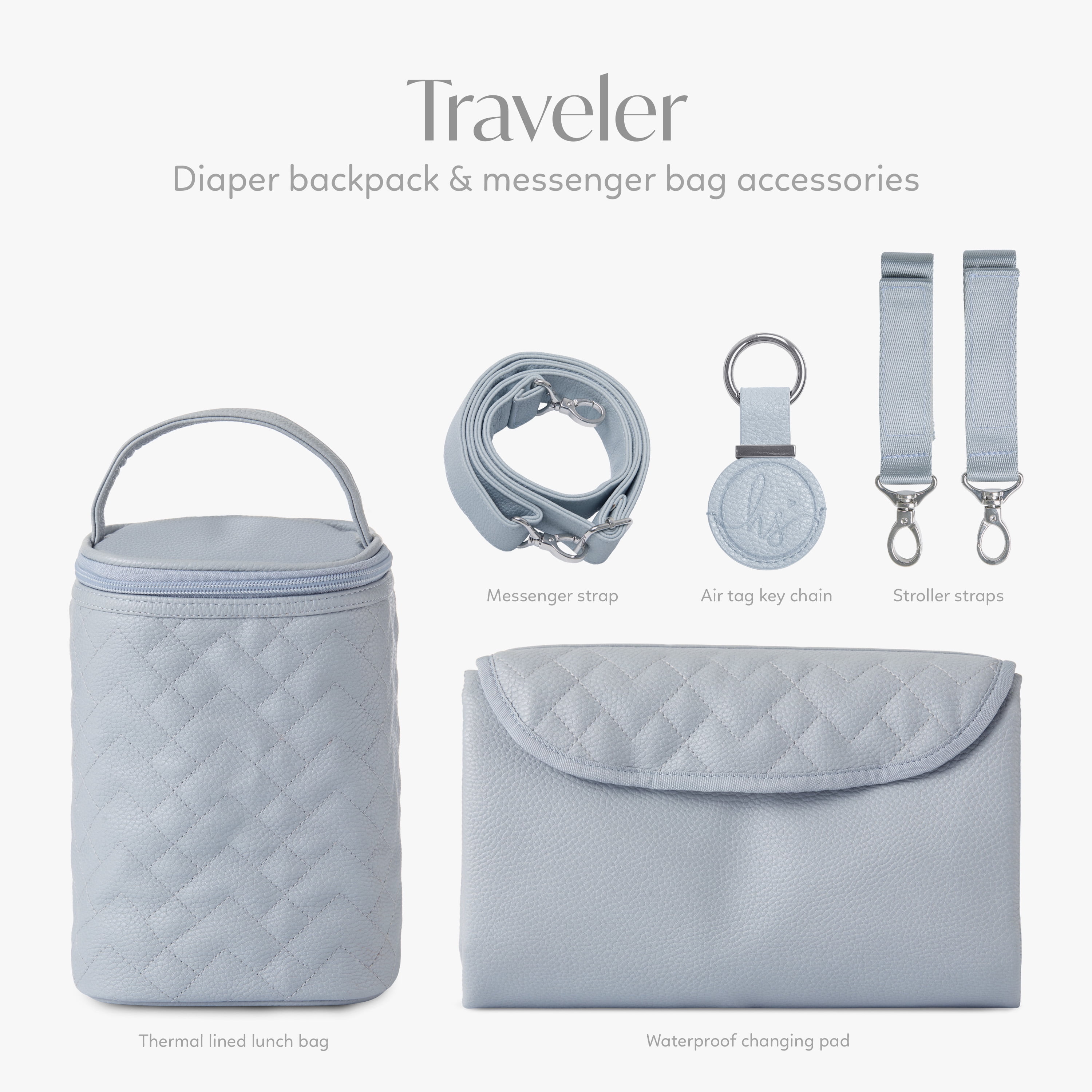 Hannah & Sophia Traveler 4pc Diaper Bag Set, Moonmist Blue