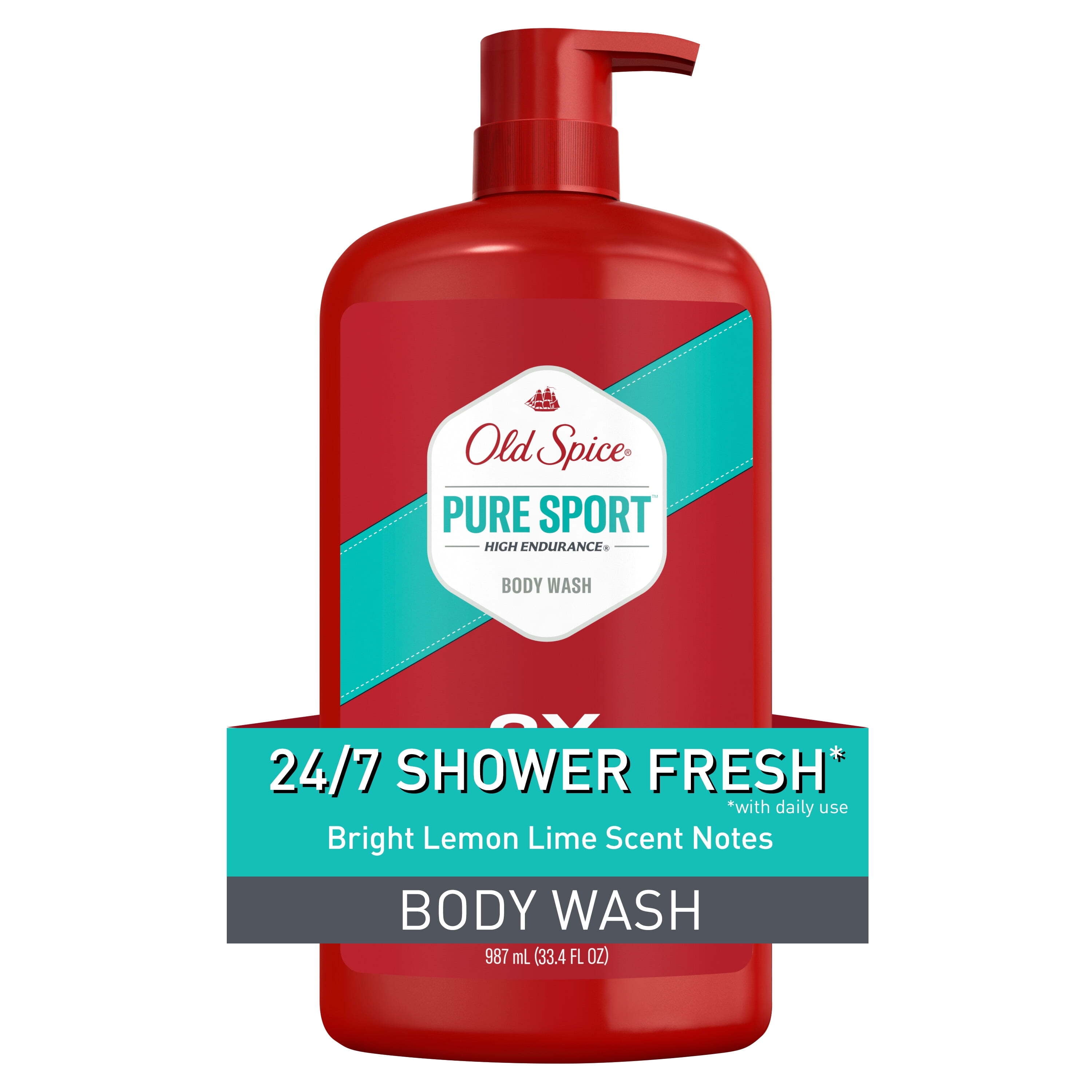 (4 pack) Old Spice High Endurance Body Wash for Men, Pure Sport Scent, 33.4 fl oz