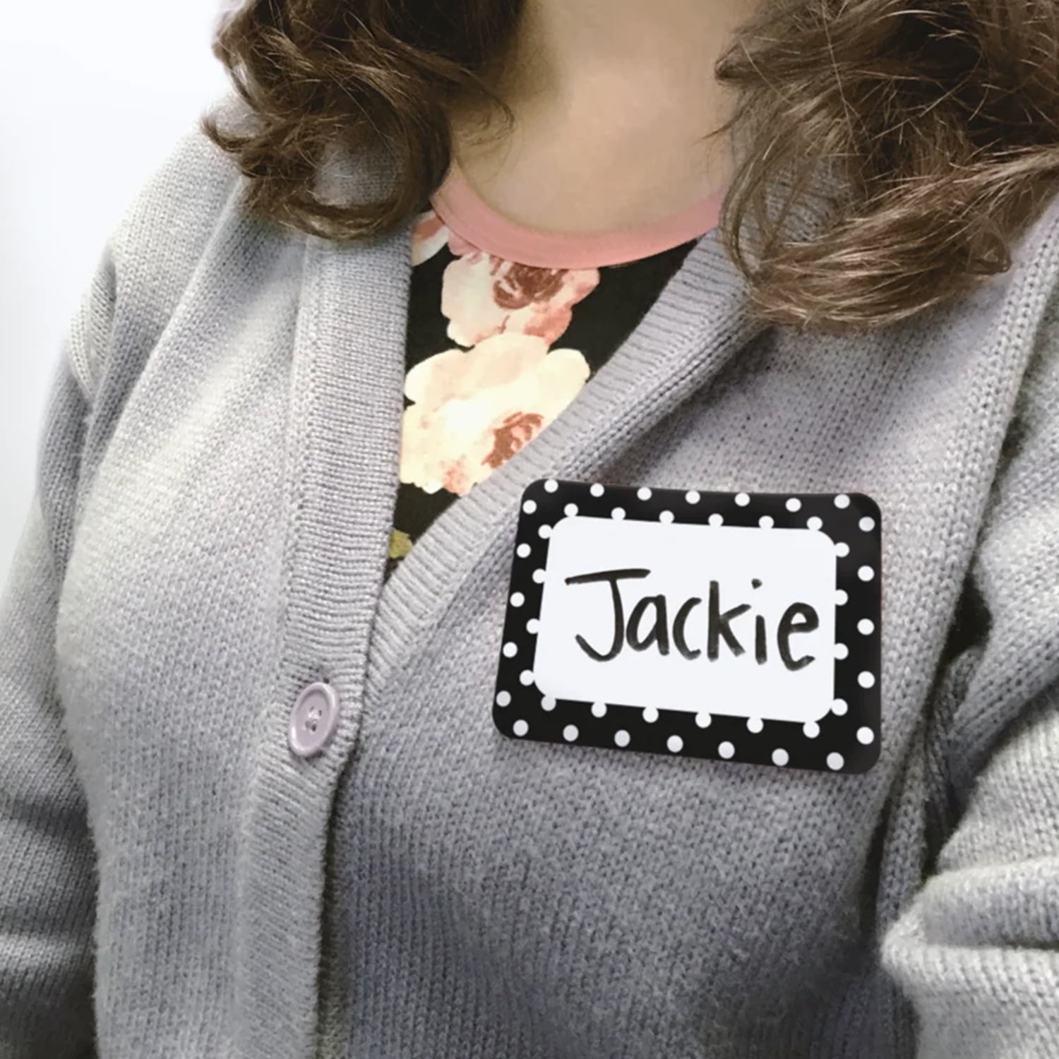 Teacher Created Resources Black Polka Dots 2 Name Tags/Labels, 36 Per Pack, 6 Packs