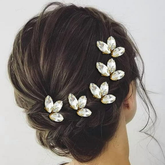 Crystal Bride Wedding Hair Pins Silver Rhinestone Hair Piece Prom Bridal Hair Accessories for Women and Girls (Pack of 5)