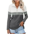 thumbnail image 6 of Lmnyox Women's Golf Shirts Quarter Zipper Long Sleeve Dressy Tops Lapel Collar Color Block Casual Blouses, 6 of 7