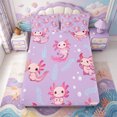 thumbnail image 5 of Manfei Ocean Themed Animal Axolotl Bed Sheets,Cute Salamander Pattern Full Size Sheets,4-Piece,1 Flat Sheet,1 Fitted Sheet and 2 Pillowcases, 5 of 6