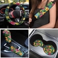 thumbnail image 3 of Yuyamidu Colorful Hibiscus Car Seat Covers Full Set of 15 Palm Leaves Car Floor Mats Steering Wheel Cover Safe Belt Pads Handbrake Cover Set Coasters, 3 of 6