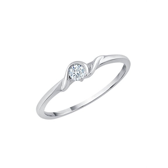 Channel Set Diamond Promise Ring in Sterling Silver (1/10 cttw, G-H, I2-I3)