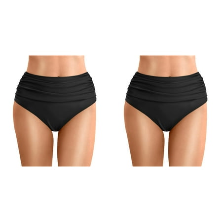 Rinsvye 2 Pcs Women Plus Size High Plus Size Swim for Women Waist Bikini Bottoms Swim Briefs Beach Shorts Ruched Bottom High Cut Swim Bottom Full Coverage Swimsuit Bottom Sports Yoga Shorts Swimbott