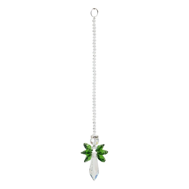 Colgante de ángel de cristal, decoración de atrapasueños de arcoíris (verde)