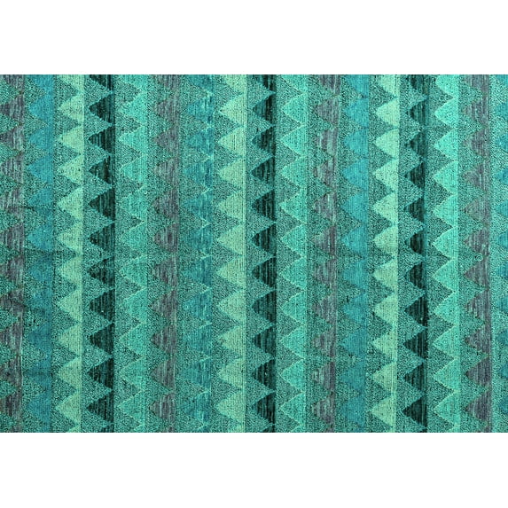 Ahgly Company Machine Washable Indoor Rectangle Abstract Turquoise Blue Modern Area Rugs, 2' x 4'