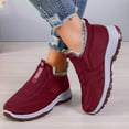 thumbnail image 3 of Rokment Womens Slip on Walking Snow Boots for Mom Seniors Cold Weather Non Slip Warm Fleece Lined Comfortable Nursing Work Winter Ankle Booties Red Size 6, 3 of 6